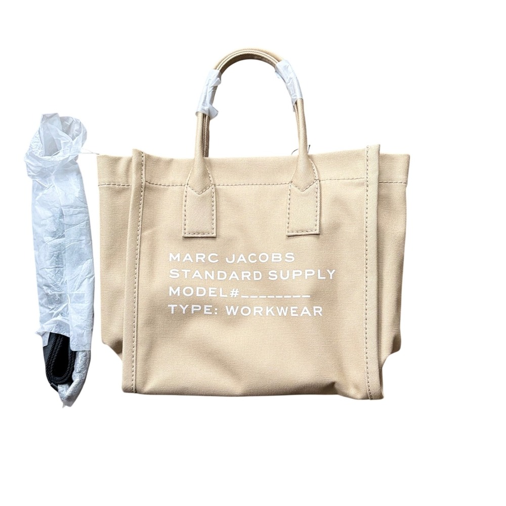 Marc Jacobs The Tote Bag Women 1SZ Beige Canvas Workwear Logo Crossbody Bag